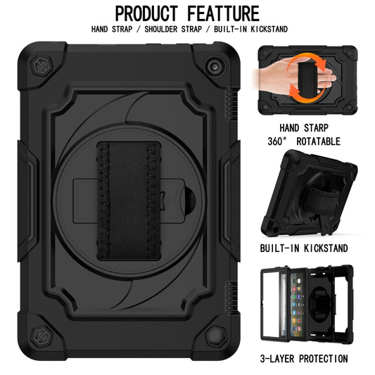 For Amazon Kindle Fire HD 8 2020 360 Degree Rotation Turntable Contrast Color Robot Shockproof Silicone + PC Protective Case with Holder(Black) - Amazon by buy2fix | Online Shopping UK | buy2fix