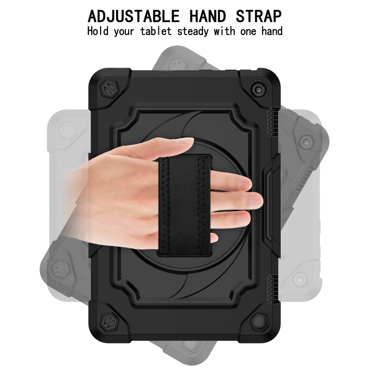 For Amazon Kindle Fire HD 8 2020 360 Degree Rotation Turntable Contrast Color Robot Shockproof Silicone + PC Protective Case with Holder(Black) - Amazon by buy2fix | Online Shopping UK | buy2fix