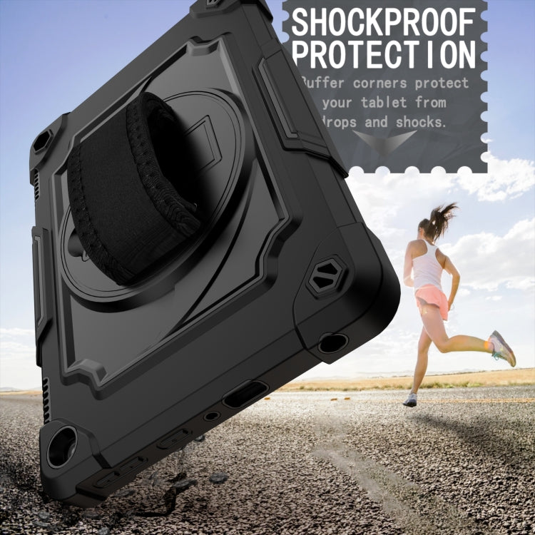 For Amazon Kindle Fire HD 8 2020 360 Degree Rotation Turntable Contrast Color Robot Shockproof Silicone + PC Protective Case with Holder(Black) - Amazon by buy2fix | Online Shopping UK | buy2fix