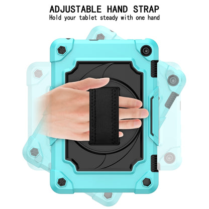 For Amazon Kindle Fire HD 8 2020 360 Degree Rotation Turntable Contrast Color Robot Shockproof Silicone + PC Protective Case with Holder(Mint Green + Black) - Amazon by buy2fix | Online Shopping UK | buy2fix