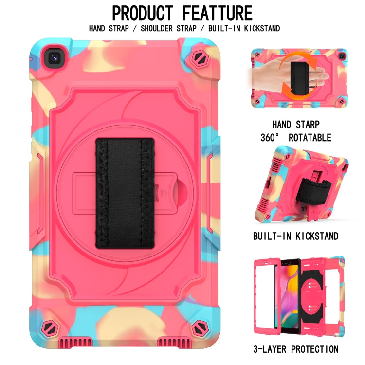 For Samsung Tab A 8.0 (2019)/T290 360 Degree Rotation Turntable Contrast Color Robot Shockproof Silicone + PC Protective Case with Holder(Colorful + Rose Red) - Other Galaxy Tab PC by buy2fix | Online Shopping UK | buy2fix
