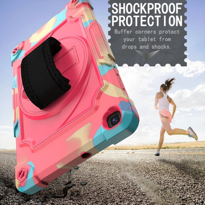 For Samsung Tab A 8.0 (2019)/T290 360 Degree Rotation Turntable Contrast Color Robot Shockproof Silicone + PC Protective Case with Holder(Colorful + Rose Red) - Other Galaxy Tab PC by buy2fix | Online Shopping UK | buy2fix