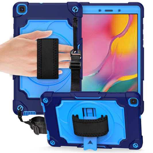 For Samsung Tab A 8.0 (2019)/T290 360 Degree Rotation Turntable Contrast Color Robot Shockproof Silicone + PC Protective Case with Holder(Navy Blue + Blue) - Other Galaxy Tab PC by buy2fix | Online Shopping UK | buy2fix