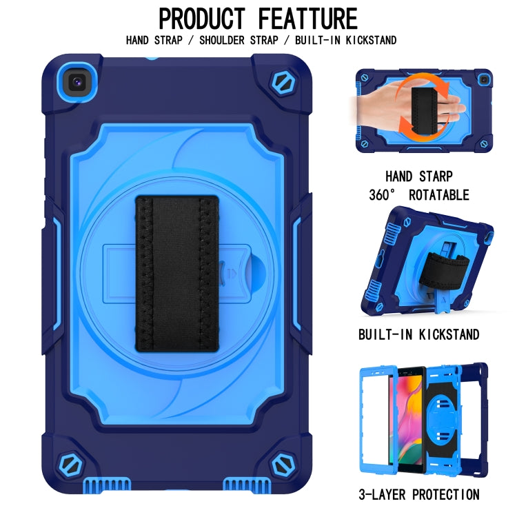For Samsung Tab A 8.0 (2019)/T290 360 Degree Rotation Turntable Contrast Color Robot Shockproof Silicone + PC Protective Case with Holder(Navy Blue + Blue) - Other Galaxy Tab PC by buy2fix | Online Shopping UK | buy2fix