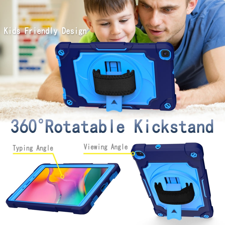 For Samsung Tab A 8.0 (2019)/T290 360 Degree Rotation Turntable Contrast Color Robot Shockproof Silicone + PC Protective Case with Holder(Navy Blue + Blue) - Other Galaxy Tab PC by buy2fix | Online Shopping UK | buy2fix