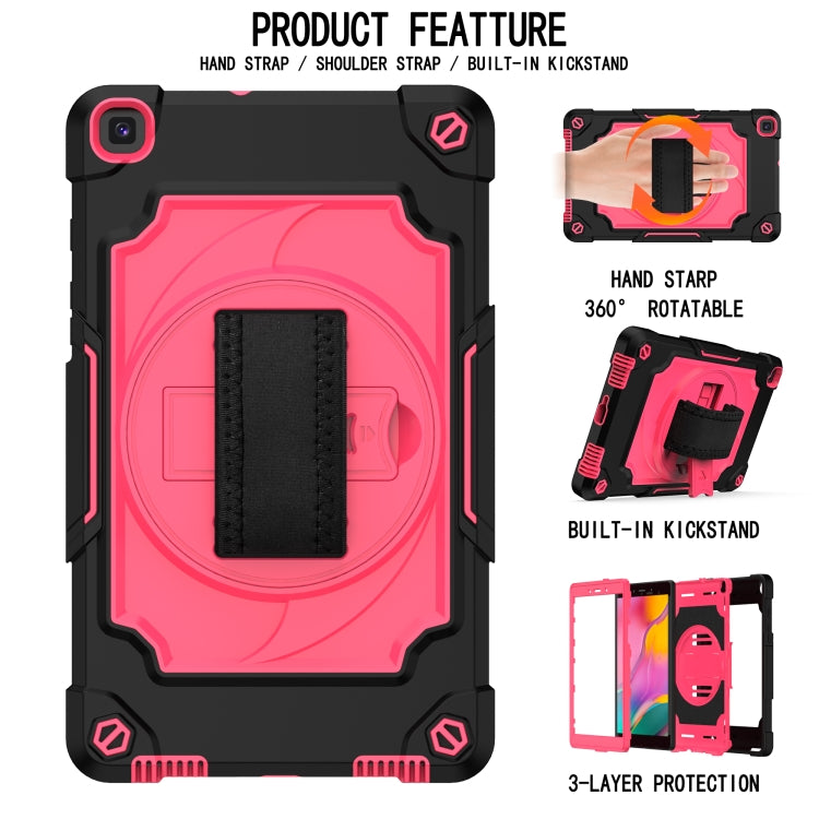 For Samsung Tab A 8.0 (2019)/T290 360 Degree Rotation Turntable Contrast Color Robot Shockproof Silicone + PC Protective Case with Holder(Black + Rose Red) - Other Galaxy Tab PC by buy2fix | Online Shopping UK | buy2fix