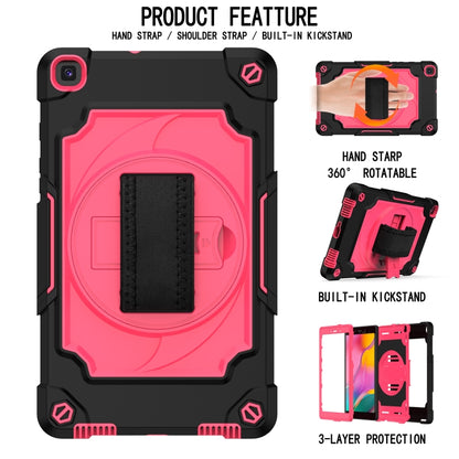 For Samsung Tab A 8.0 (2019)/T290 360 Degree Rotation Turntable Contrast Color Robot Shockproof Silicone + PC Protective Case with Holder(Black + Rose Red) - Other Galaxy Tab PC by buy2fix | Online Shopping UK | buy2fix