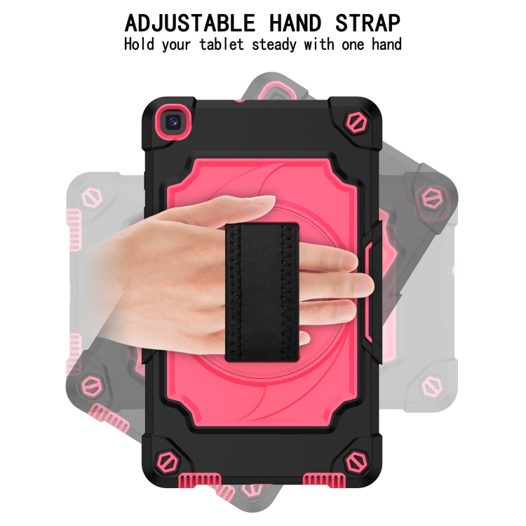For Samsung Tab A 8.0 (2019)/T290 360 Degree Rotation Turntable Contrast Color Robot Shockproof Silicone + PC Protective Case with Holder(Black + Rose Red) - Other Galaxy Tab PC by buy2fix | Online Shopping UK | buy2fix