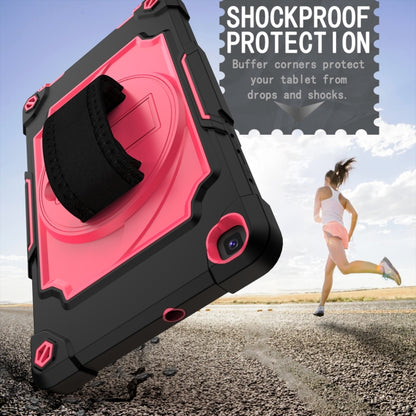 For Samsung Tab A 8.0 (2019)/T290 360 Degree Rotation Turntable Contrast Color Robot Shockproof Silicone + PC Protective Case with Holder(Black + Rose Red) - Other Galaxy Tab PC by buy2fix | Online Shopping UK | buy2fix