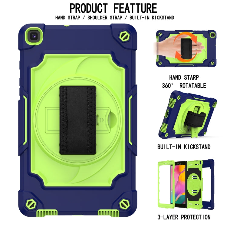 For Samsung Tab A 8.0 (2019)/T290 360 Degree Rotation Turntable Contrast Color Robot Shockproof Silicone + PC Protective Case with Holder(Navy Blue + Yellow Green) - Other Galaxy Tab PC by buy2fix | Online Shopping UK | buy2fix