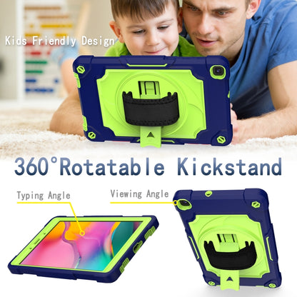 For Samsung Tab A 8.0 (2019)/T290 360 Degree Rotation Turntable Contrast Color Robot Shockproof Silicone + PC Protective Case with Holder(Navy Blue + Yellow Green) - Other Galaxy Tab PC by buy2fix | Online Shopping UK | buy2fix