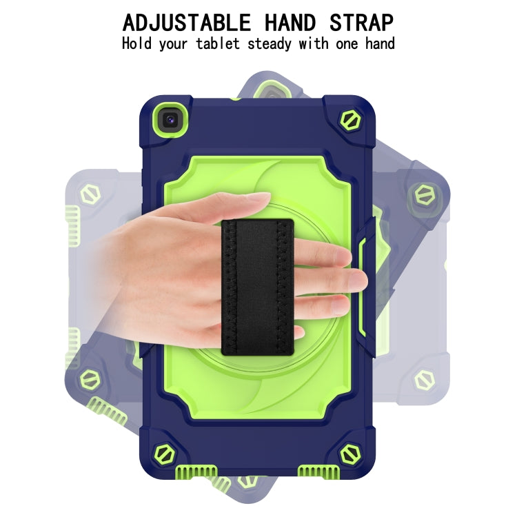 For Samsung Tab A 8.0 (2019)/T290 360 Degree Rotation Turntable Contrast Color Robot Shockproof Silicone + PC Protective Case with Holder(Navy Blue + Yellow Green) - Other Galaxy Tab PC by buy2fix | Online Shopping UK | buy2fix