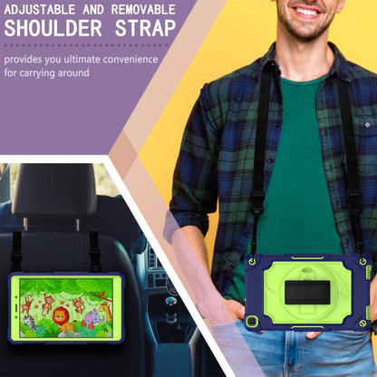 For Samsung Tab A 8.0 (2019)/T290 360 Degree Rotation Turntable Contrast Color Robot Shockproof Silicone + PC Protective Case with Holder(Navy Blue + Yellow Green) - Other Galaxy Tab PC by buy2fix | Online Shopping UK | buy2fix