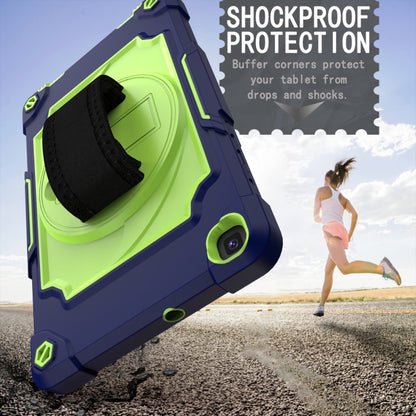 For Samsung Tab A 8.0 (2019)/T290 360 Degree Rotation Turntable Contrast Color Robot Shockproof Silicone + PC Protective Case with Holder(Navy Blue + Yellow Green) - Other Galaxy Tab PC by buy2fix | Online Shopping UK | buy2fix