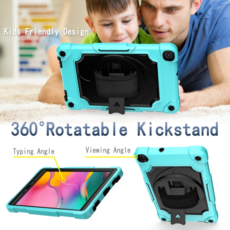 For Samsung Tab A 8.0 (2019)/T290 360 Degree Rotation Turntable Contrast Color Robot Shockproof Silicone + PC Protective Case with Holder(Mint Green + Black) - Other Galaxy Tab PC by buy2fix | Online Shopping UK | buy2fix