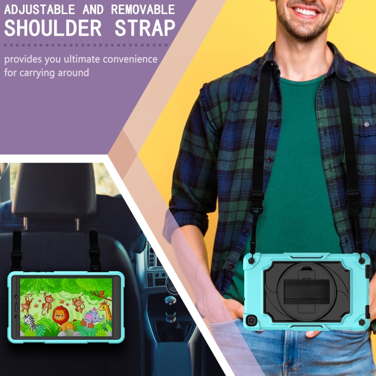 For Samsung Tab A 8.0 (2019)/T290 360 Degree Rotation Turntable Contrast Color Robot Shockproof Silicone + PC Protective Case with Holder(Mint Green + Black) - Other Galaxy Tab PC by buy2fix | Online Shopping UK | buy2fix