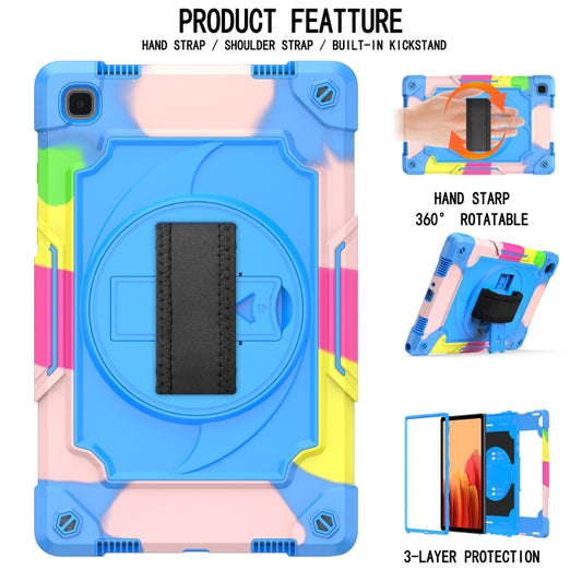 For Samsung Galaxy Tab A7 10.4 (2020)/T500 360 Degree Rotation Turntable Contrast Color Robot Shockproof Silicone + PC Protective Case with Holder(Colorful + Blue) - Other Galaxy Tab PC by buy2fix | Online Shopping UK | buy2fix