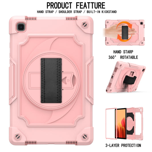 For Samsung Galaxy Tab A7 10.4 (2020)/T500 360 Degree Rotation Turntable Contrast Color Robot Shockproof Silicone + PC Protective Case with Holder(Rose Gold) - Other Galaxy Tab PC by buy2fix | Online Shopping UK | buy2fix