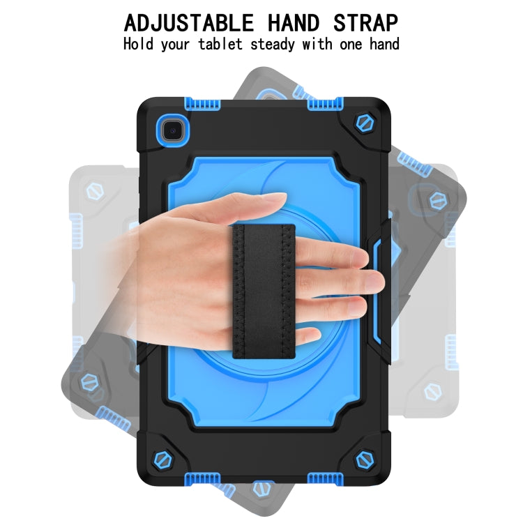 For Samsung Galaxy Tab A7 10.4 (2020)/T500 360 Degree Rotation Turntable Contrast Color Robot Shockproof Silicone + PC Protective Case with Holder(Black + Blue) - Other Galaxy Tab PC by buy2fix | Online Shopping UK | buy2fix