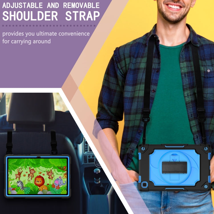 For Samsung Galaxy Tab A7 10.4 (2020)/T500 360 Degree Rotation Turntable Contrast Color Robot Shockproof Silicone + PC Protective Case with Holder(Black + Blue) - Other Galaxy Tab PC by buy2fix | Online Shopping UK | buy2fix