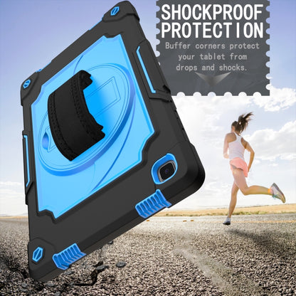 For Samsung Galaxy Tab A7 10.4 (2020)/T500 360 Degree Rotation Turntable Contrast Color Robot Shockproof Silicone + PC Protective Case with Holder(Black + Blue) - Other Galaxy Tab PC by buy2fix | Online Shopping UK | buy2fix