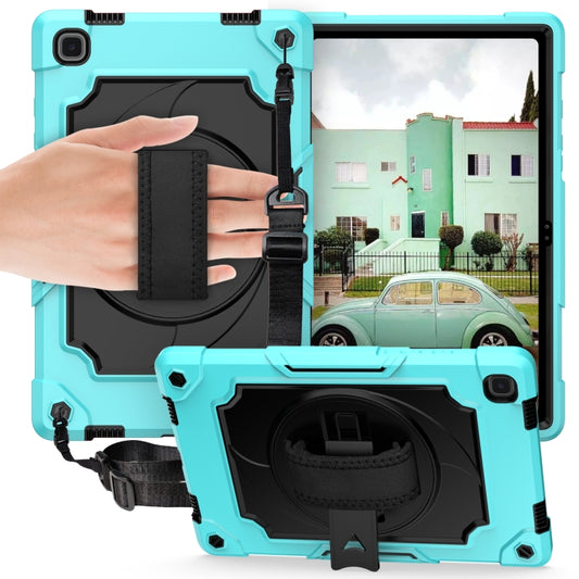 For Samsung Galaxy Tab A7 10.4 (2020)/T500 360 Degree Rotation Turntable Contrast Color Robot Shockproof Silicone + PC Protective Case with Holder(Mint Green + Black) - Other Galaxy Tab PC by buy2fix | Online Shopping UK | buy2fix