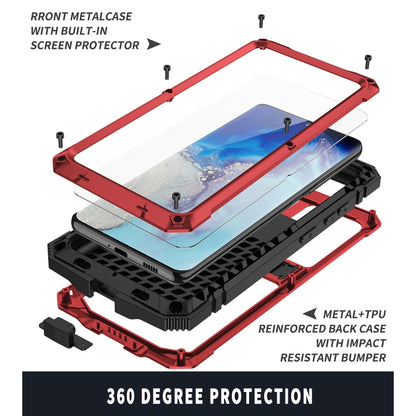 For Samsung Galaxy S21 Ultra 5G R-JUST Shockproof Waterproof Dust-proof Metal + Silicone Protective Case with Holder(Red) - Galaxy S21 Ultra 5G Cases by R-JUST | Online Shopping UK | buy2fix