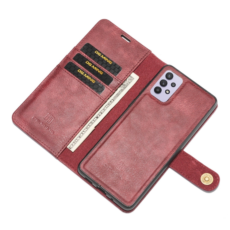 For Samsung Galaxy A32 5G DG.MING Crazy Horse Texture Flip Detachable Magnetic Leather Case with Holder & Card Slots & Wallet(Red) by DG.MING