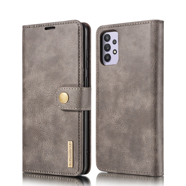 For Samsung Galaxy A32 5G DG.MING Crazy Horse Texture Flip Detachable Magnetic Leather Case with Holder & Card Slots & Wallet(Grey) - Galaxy Phone Cases by DG.MING | Online Shopping UK | buy2fix