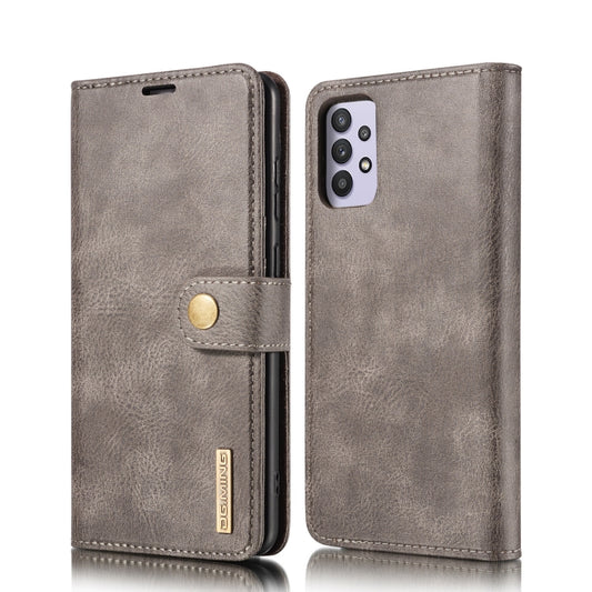 For Samsung Galaxy A32 5G DG.MING Crazy Horse Texture Flip Detachable Magnetic Leather Case with Holder & Card Slots & Wallet(Grey) - Galaxy Phone Cases by DG.MING | Online Shopping UK | buy2fix