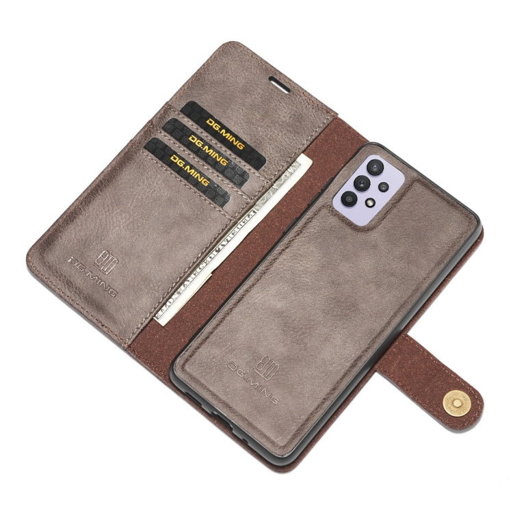 For Samsung Galaxy A32 5G DG.MING Crazy Horse Texture Flip Detachable Magnetic Leather Case with Holder & Card Slots & Wallet(Grey) - Galaxy Phone Cases by DG.MING | Online Shopping UK | buy2fix