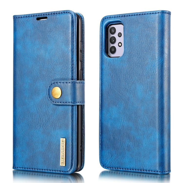 For Samsung Galaxy A32 5G DG.MING Crazy Horse Texture Flip Detachable Magnetic Leather Case with Holder & Card Slots & Wallet(Blue) by DG.MING