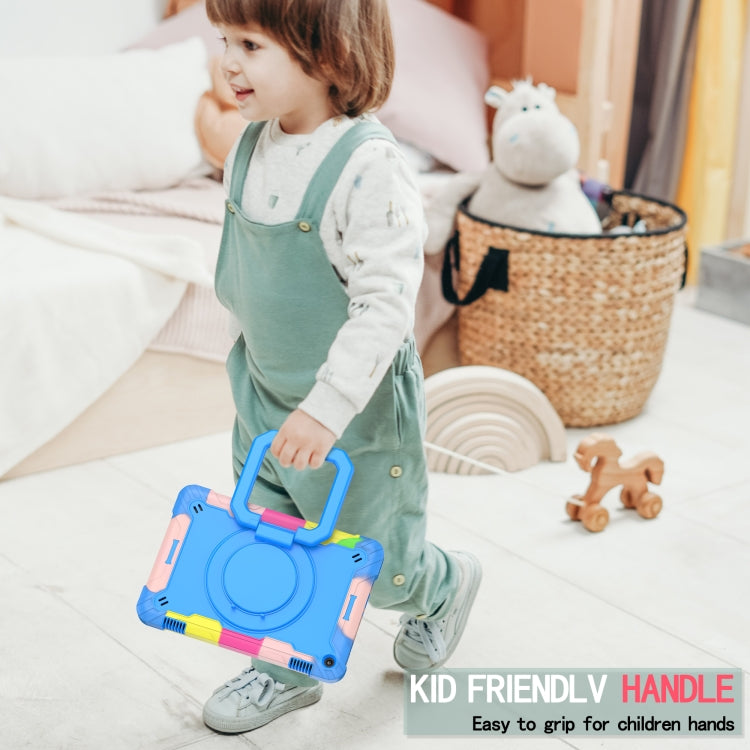 For Amazon Kindle Fire HD 8 (2020) Contrast Color Shockproof Robot Silicone + PC Case with Wristband Holder(Camouflage + Blue) - Amazon by buy2fix | Online Shopping UK | buy2fix