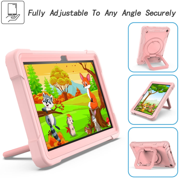 For Amazon Kindle Fire HD 8 (2020) Contrast Color Shockproof Robot Silicone + PC Case with Wristband Holder(Rose Gold) - Amazon by buy2fix | Online Shopping UK | buy2fix