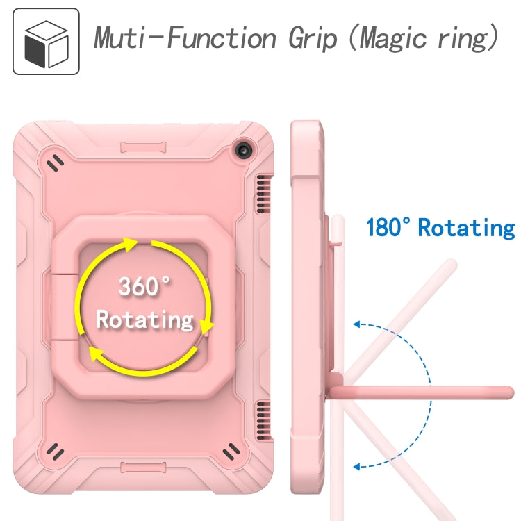 For Amazon Kindle Fire HD 8 (2020) Contrast Color Shockproof Robot Silicone + PC Case with Wristband Holder(Rose Gold) - Amazon by buy2fix | Online Shopping UK | buy2fix