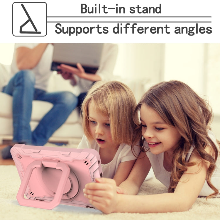 For Amazon Kindle Fire HD 8 (2020) Contrast Color Shockproof Robot Silicone + PC Case with Wristband Holder(Rose Gold) - Amazon by buy2fix | Online Shopping UK | buy2fix