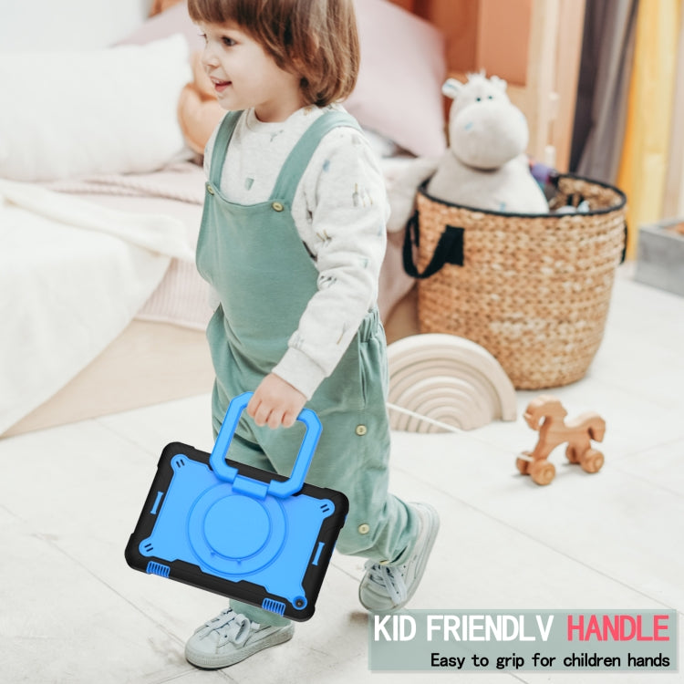 For Amazon Kindle Fire HD 8 (2020) Contrast Color Shockproof Robot Silicone + PC Case with Wristband Holder(Black + Blue) - Amazon by buy2fix | Online Shopping UK | buy2fix