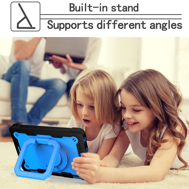 For Amazon Kindle Fire HD 8 (2020) Contrast Color Shockproof Robot Silicone + PC Case with Wristband Holder(Black + Blue) - Amazon by buy2fix | Online Shopping UK | buy2fix