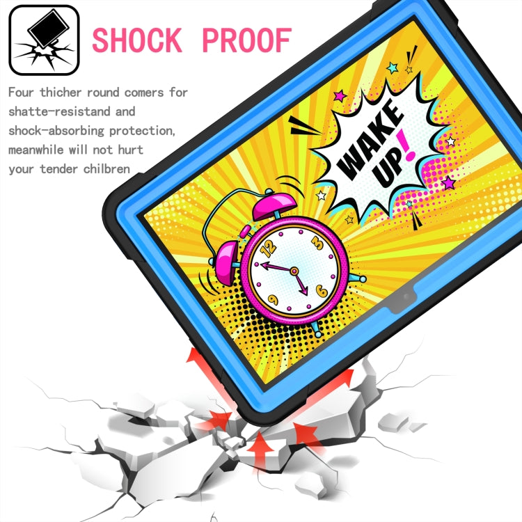 For Amazon Kindle Fire HD 8 (2020) Contrast Color Shockproof Robot Silicone + PC Case with Wristband Holder(Black + Blue) - Amazon by buy2fix | Online Shopping UK | buy2fix