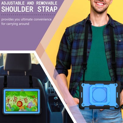 For Amazon Kindle Fire HD 8 (2020) Contrast Color Shockproof Robot Silicone + PC Case with Wristband Holder(Black + Blue) - Amazon by buy2fix | Online Shopping UK | buy2fix