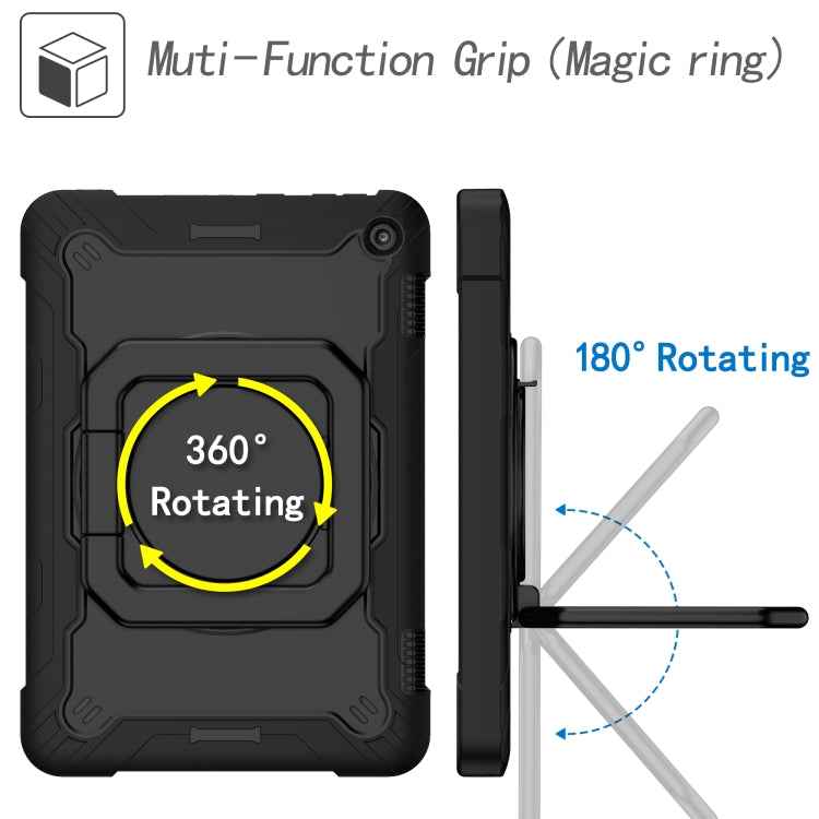 For Amazon Kindle Fire HD 8 (2020) Contrast Color Shockproof Robot Silicone + PC Case with Wristband Holder(Black) - Amazon by buy2fix | Online Shopping UK | buy2fix