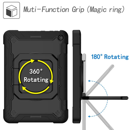 For Amazon Kindle Fire HD 8 (2020) Contrast Color Shockproof Robot Silicone + PC Case with Wristband Holder(Black) - Amazon by buy2fix | Online Shopping UK | buy2fix