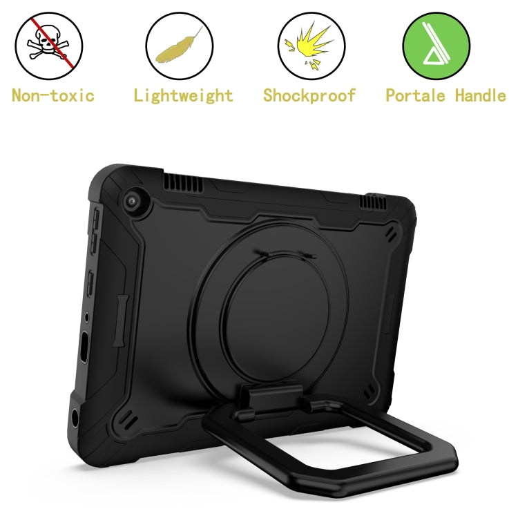 For Amazon Kindle Fire HD 8 (2020) Contrast Color Shockproof Robot Silicone + PC Case with Wristband Holder(Black) - Amazon by buy2fix | Online Shopping UK | buy2fix