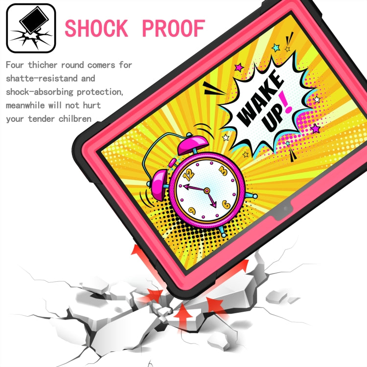 For Amazon Kindle Fire HD 8 (2020) Contrast Color Shockproof Robot Silicone + PC Case with Wristband Holder(Black + Rose Red) - Amazon by buy2fix | Online Shopping UK | buy2fix