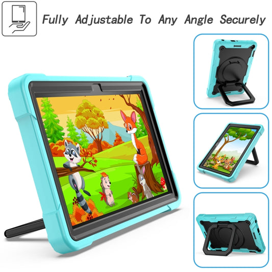 For Amazon Kindle Fire HD 8 (2020) Contrast Color Shockproof Robot Silicone + PC Case with Wristband Holder(Mint Green + Black) - Amazon by buy2fix | Online Shopping UK | buy2fix
