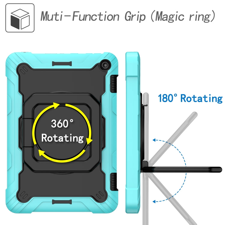 For Amazon Kindle Fire HD 8 (2020) Contrast Color Shockproof Robot Silicone + PC Case with Wristband Holder(Mint Green + Black) - Amazon by buy2fix | Online Shopping UK | buy2fix