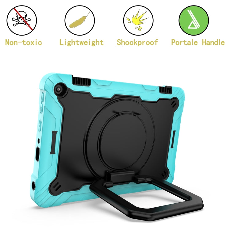 For Amazon Kindle Fire HD 8 (2020) Contrast Color Shockproof Robot Silicone + PC Case with Wristband Holder(Mint Green + Black) - Amazon by buy2fix | Online Shopping UK | buy2fix