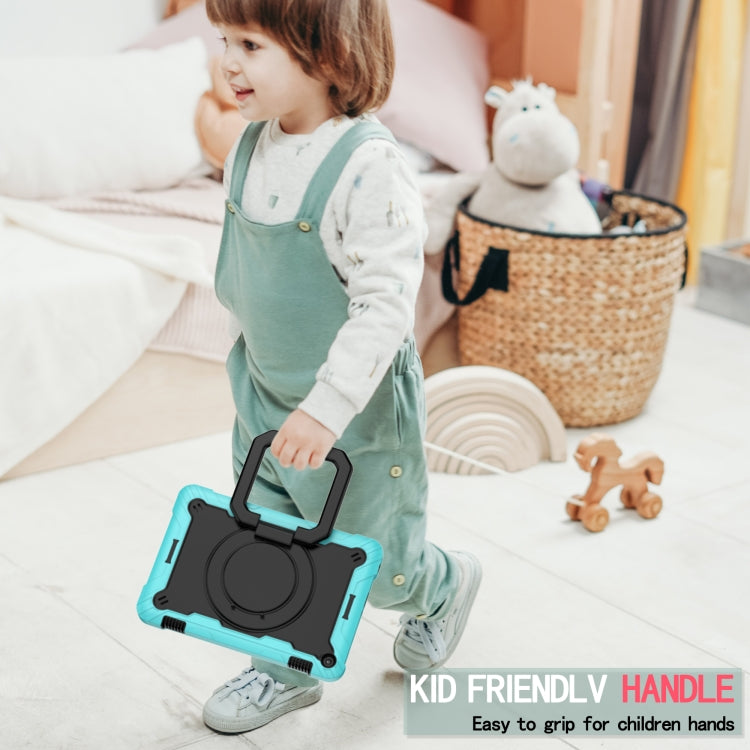 For Amazon Kindle Fire HD 8 (2020) Contrast Color Shockproof Robot Silicone + PC Case with Wristband Holder(Mint Green + Black) - Amazon by buy2fix | Online Shopping UK | buy2fix