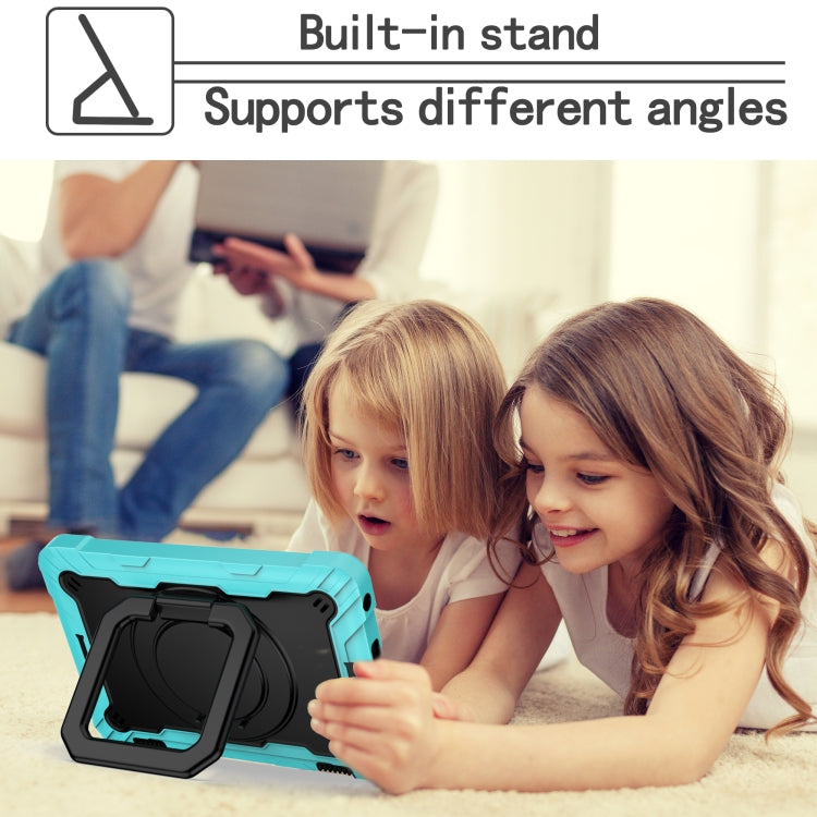 For Amazon Kindle Fire HD 8 (2020) Contrast Color Shockproof Robot Silicone + PC Case with Wristband Holder(Mint Green + Black) - Amazon by buy2fix | Online Shopping UK | buy2fix