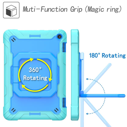 For Amazon Kindle Fire HD 8 (2020) Contrast Color Shockproof Robot Silicone + PC Case with Wristband Holder(Mint Green + Blue) - Amazon by buy2fix | Online Shopping UK | buy2fix